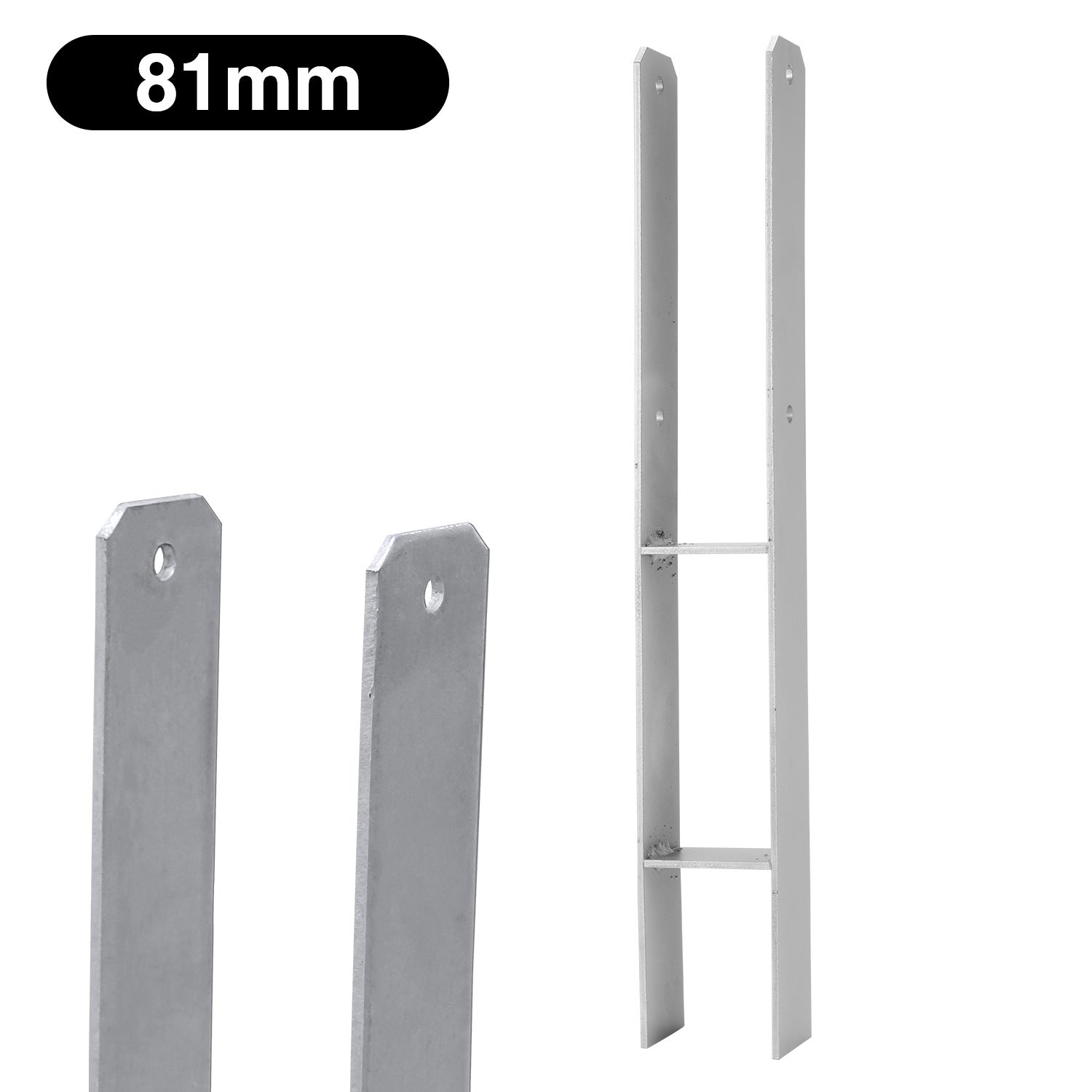 Zestaw 2 wsporników słupka H i stóp kotwiących H 81 x 600 mm