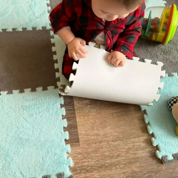 12pcs tapis de sol en peluche, dalles de sol emboîtables en mousse EVA, tapis insonorisant, convient aux enfants et aux animaux domestiques (blanc). - 6