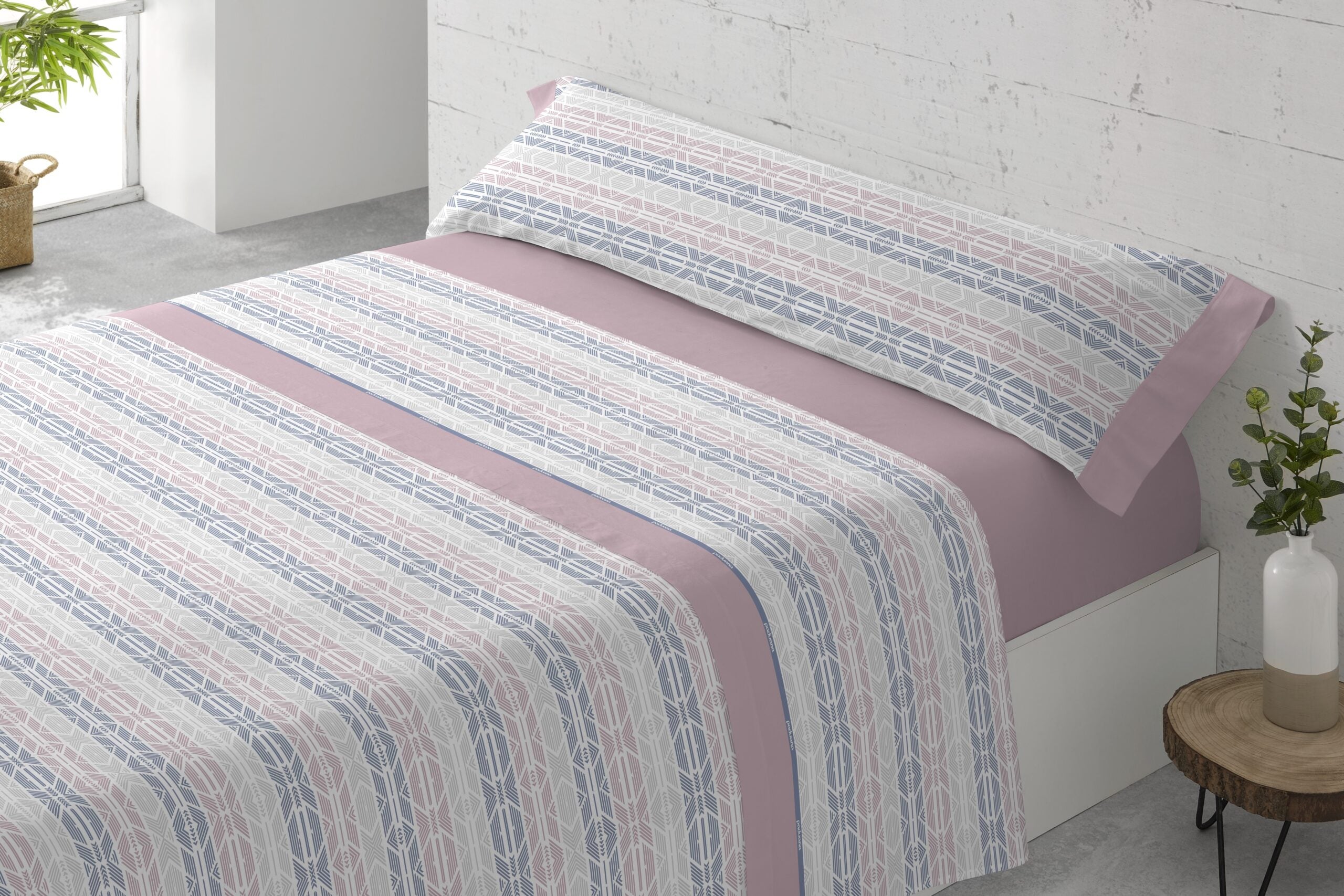 Juego de sábanas 3 piezas 50% algodón 50% poliéster miño nude para cama de 90 cm