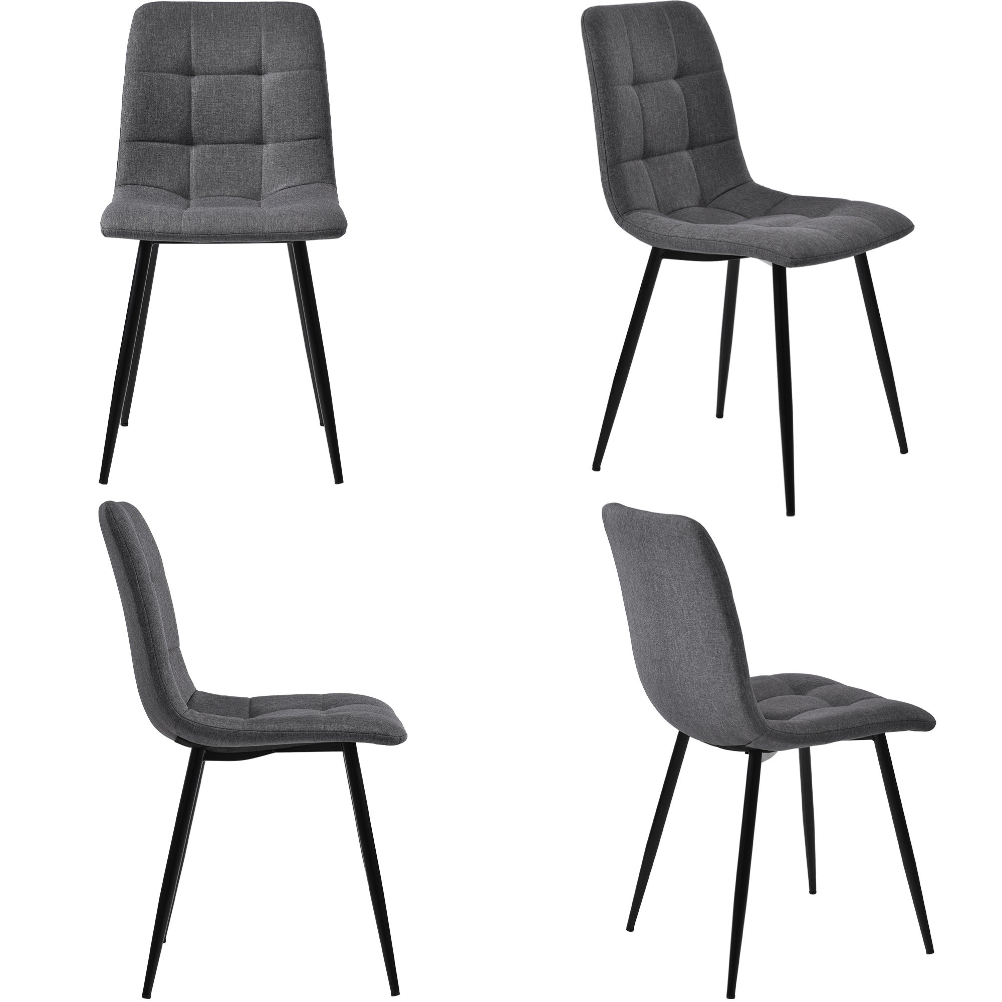 Ensemble table à manger + 4 chaises en velours - 140 x 80 x 75 cm - MDF + pieds réglables en métal dorés - blanc + noir - 6