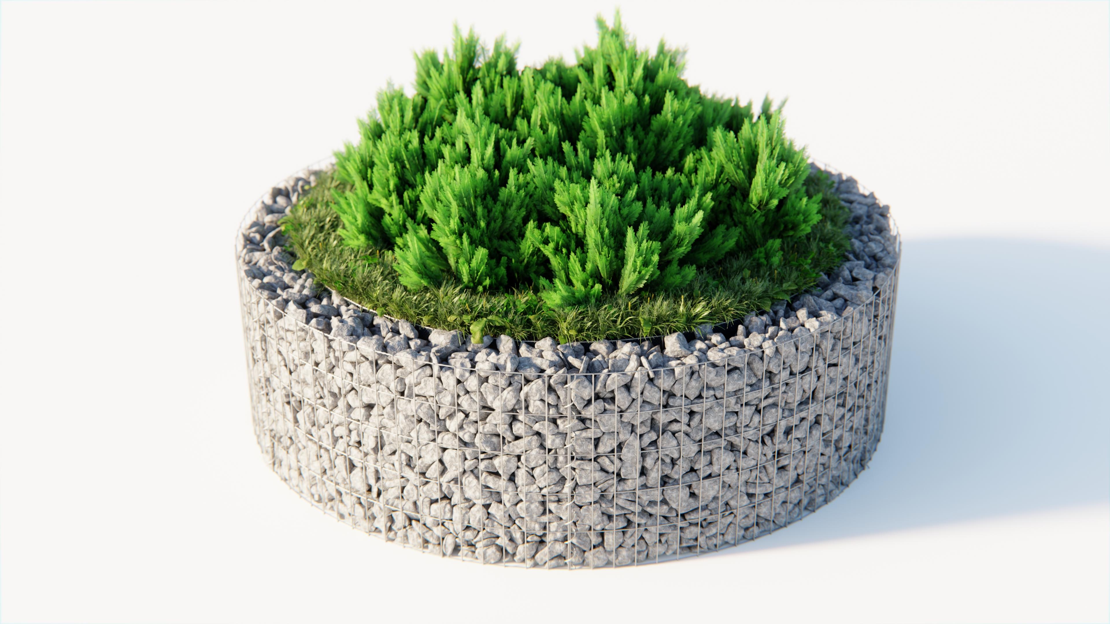 Jardín elevado redondo de gaviones de acero galvanizado, Ø172cm, altura 50cm, malla 5 x 10cm, grosor 15cm, ideal para huerto o flores - 2