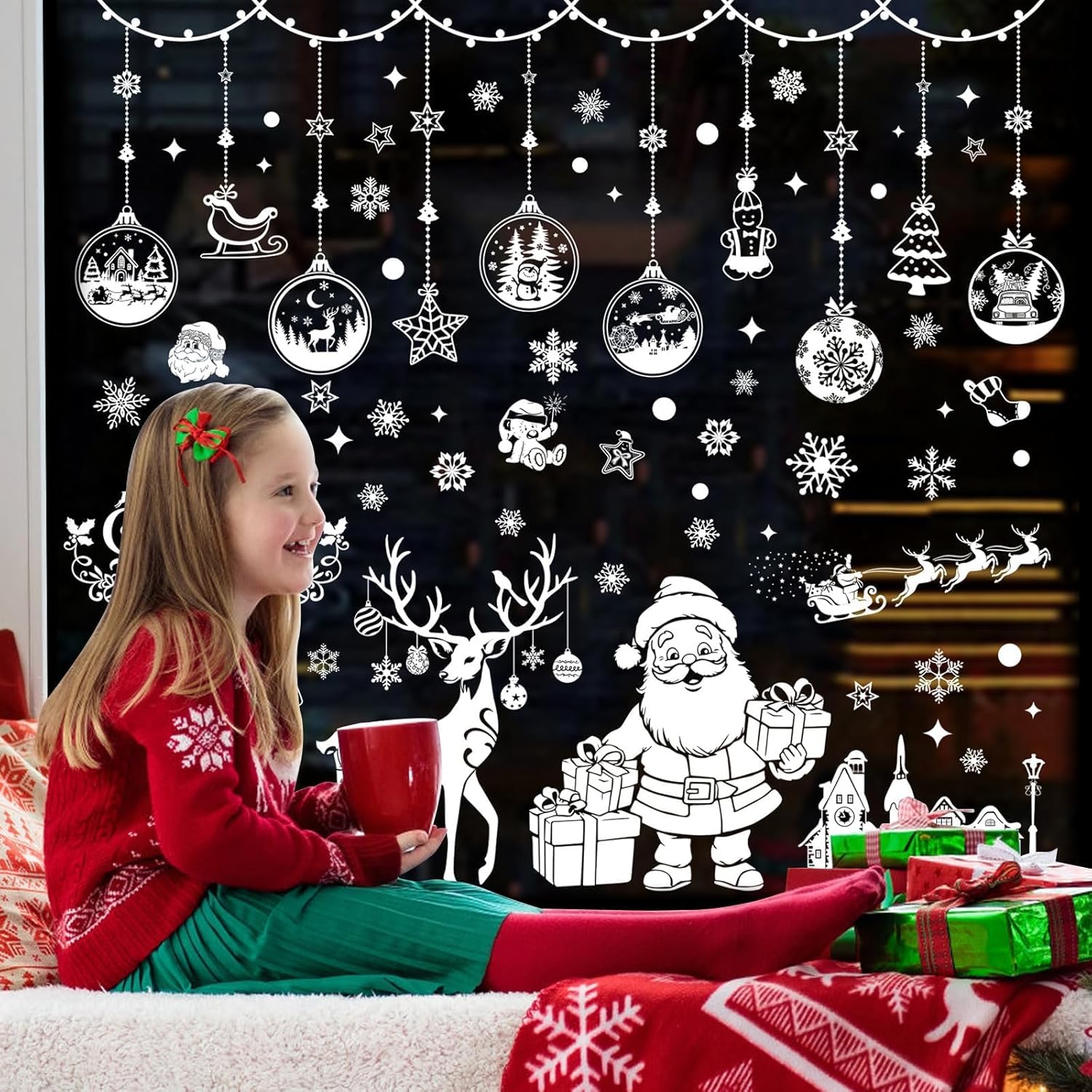 Calcomanías Navideñas Para Ventanas De Navidad Para Decoración De