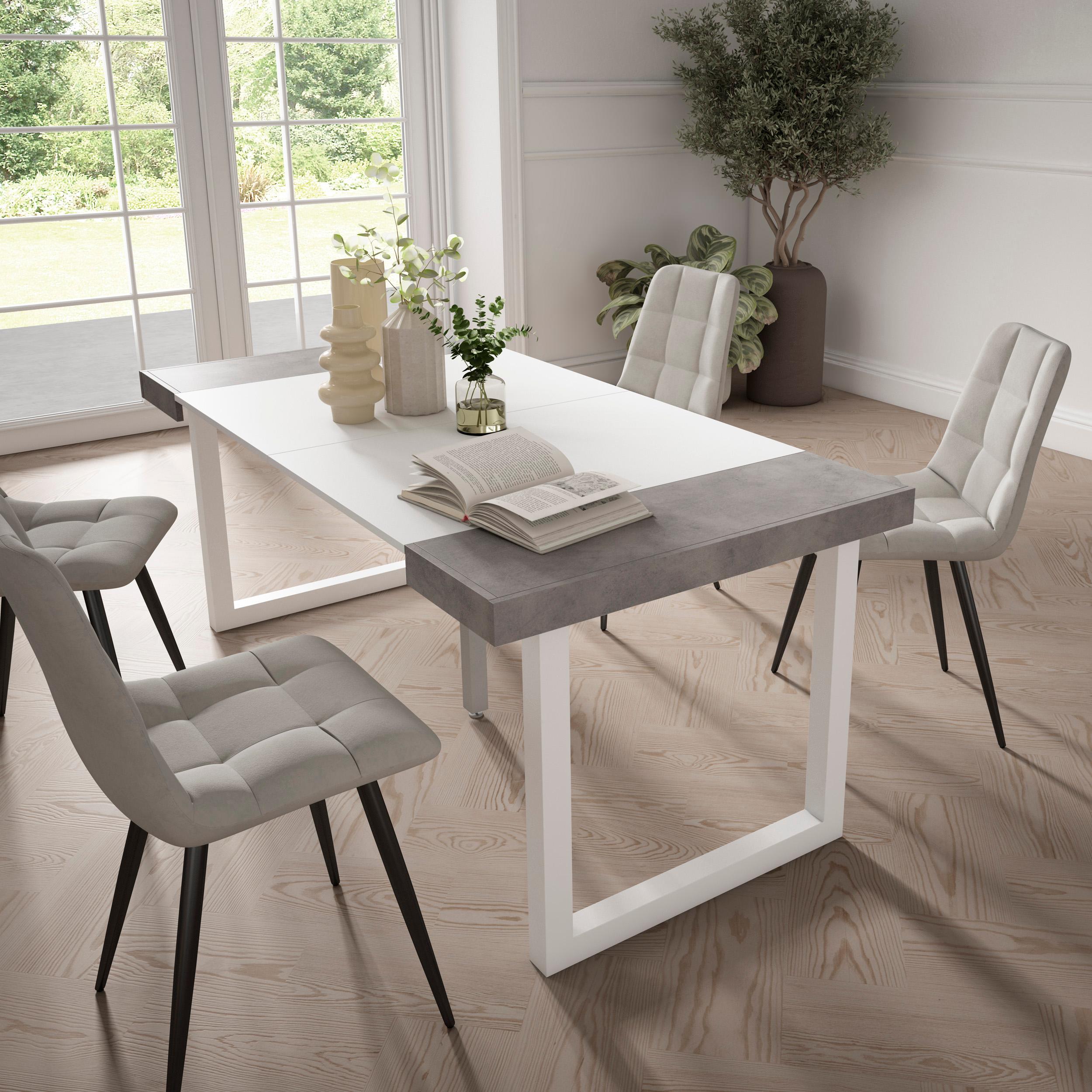 Skraut Home Consolle Allungabile Moderna 180 Cm - Tavolo Da Pranzo Convertibile Con Gambe In Legno, Fino A 8 Posti, Finitura Nera Con Venature - 3