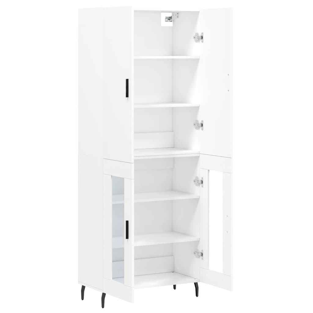 Buffet haut Blanc 69,5x34x180 cm Bois d'ingénierie - 3