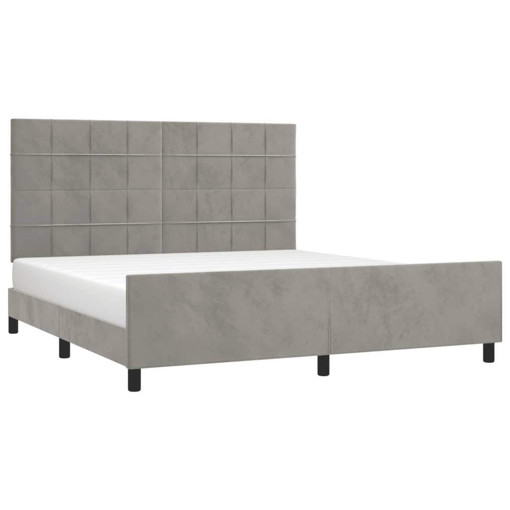 Cadre de lit sans matelas gris clair 160 x 200 cm en velours - 3