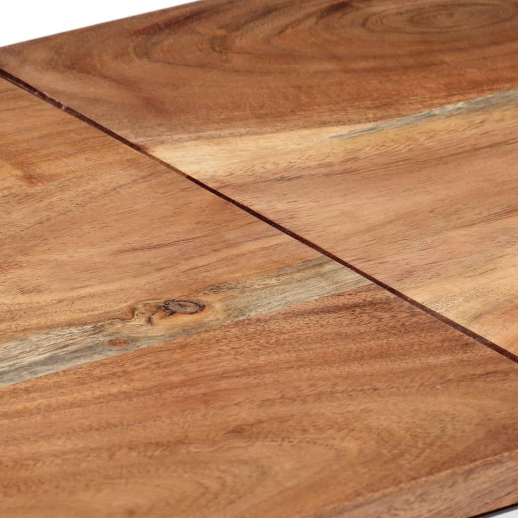 Table console argenté acier inoxydable et bois massif d'acacia - 6