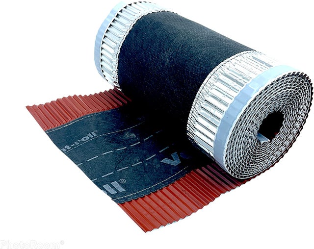 Closoir de Faîtage - Rouge - 300 mm X 5 ml - Souple ventilé Aluminium et Fibre - ral 8004