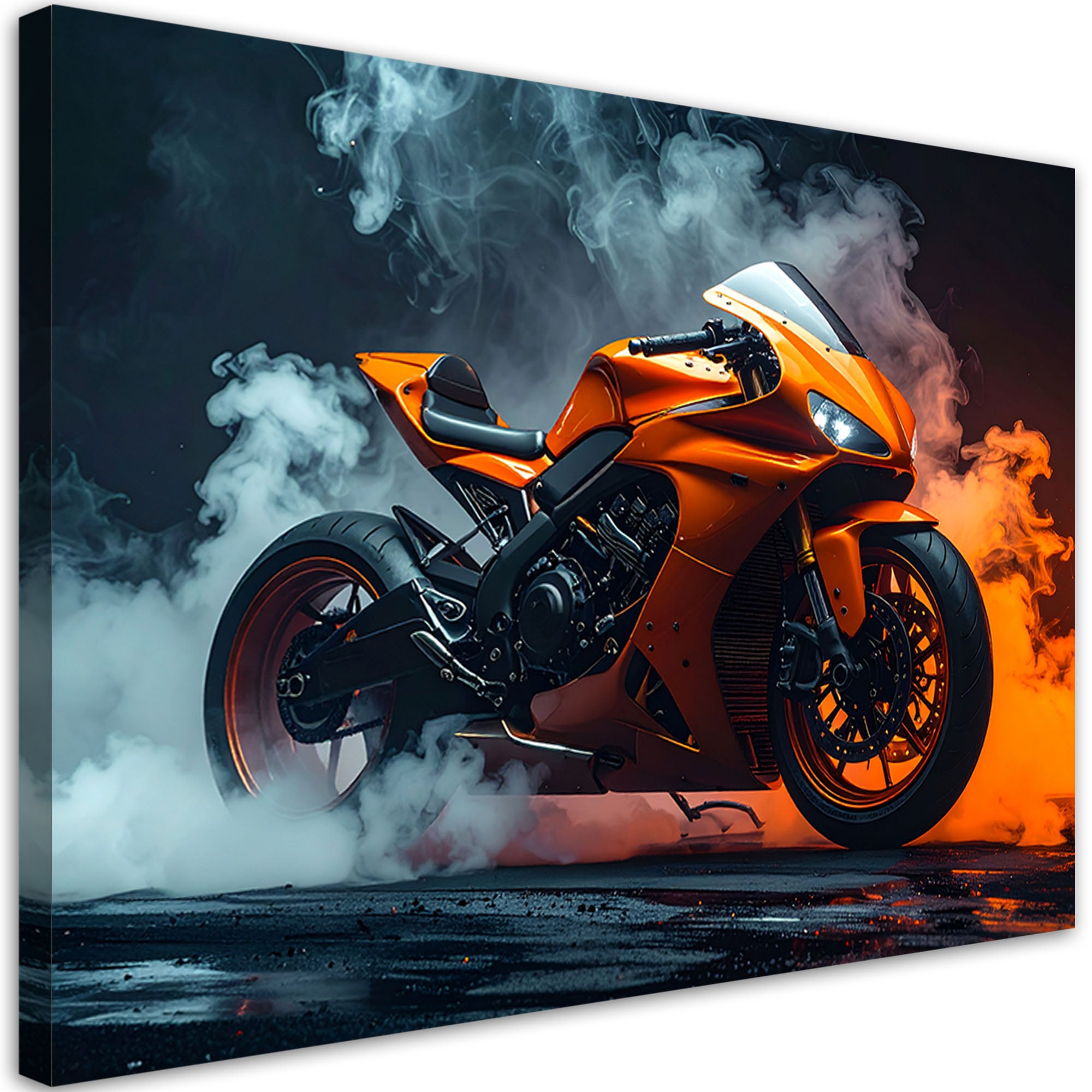 Obraz nowoczesny do pokoju nastolatka, Pomarańczowy Motocykl Motor Ścigacz 60x40