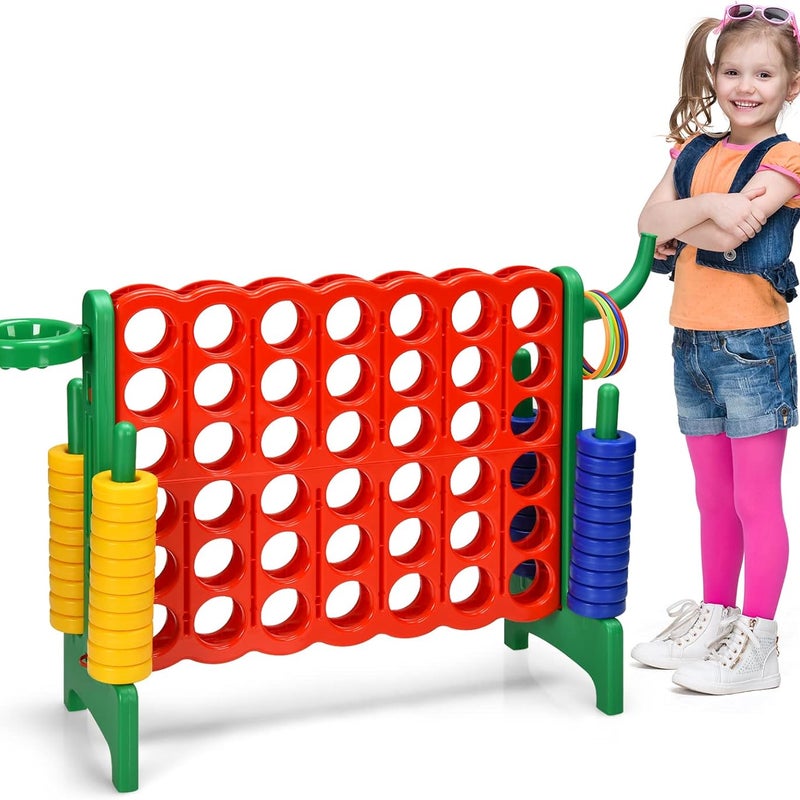 Puissance 4 Géant, Gra Planszowa Puissance 4 z 42 Pierścieniami i Suwakami do Szybkiego Restartu, dla Dzieci 84 x 33 x 79 cm, Zielona