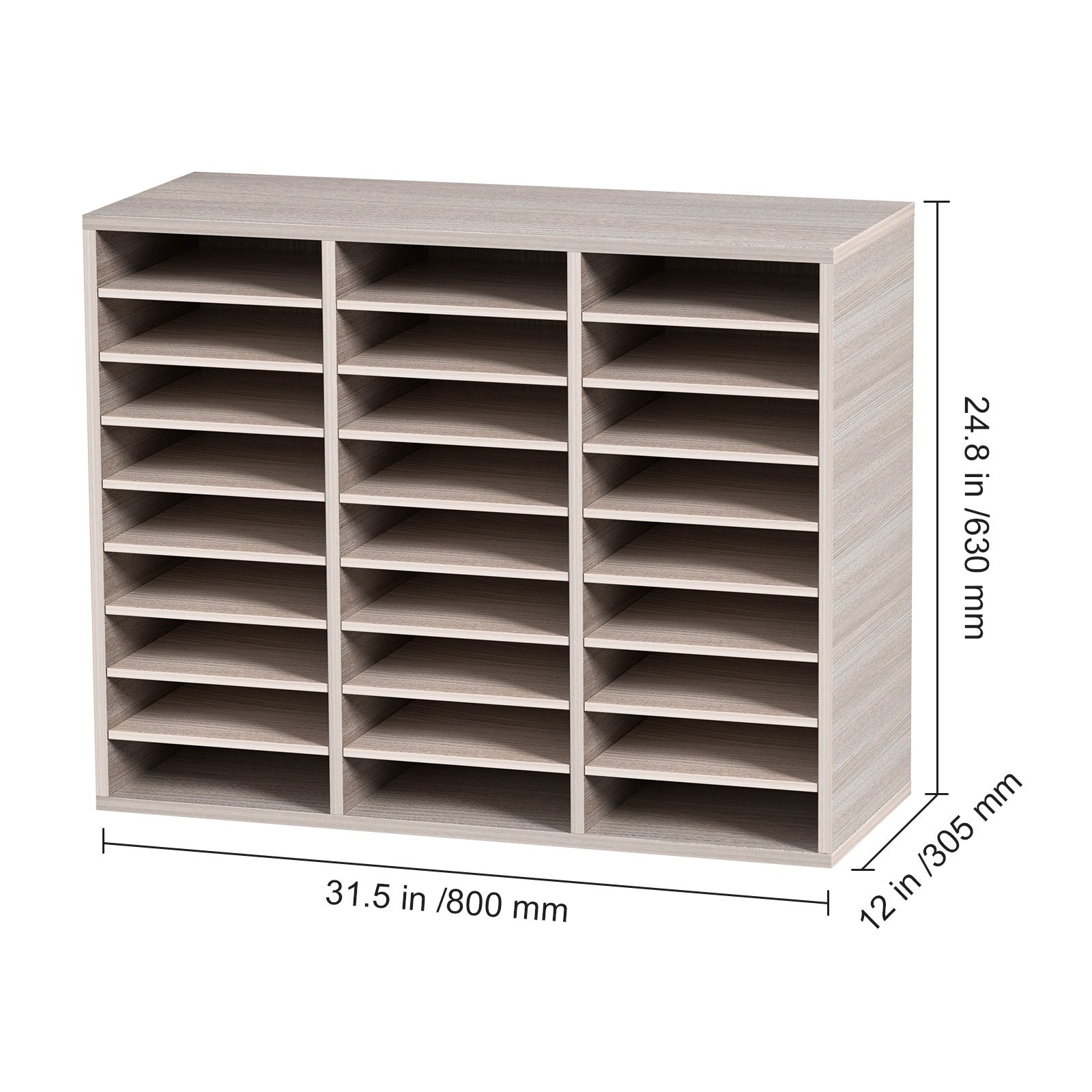 Organiseur Documents SucceBuy Bois 27 Compartiments Réglables, Gris pour Bureau ou Maison - 2