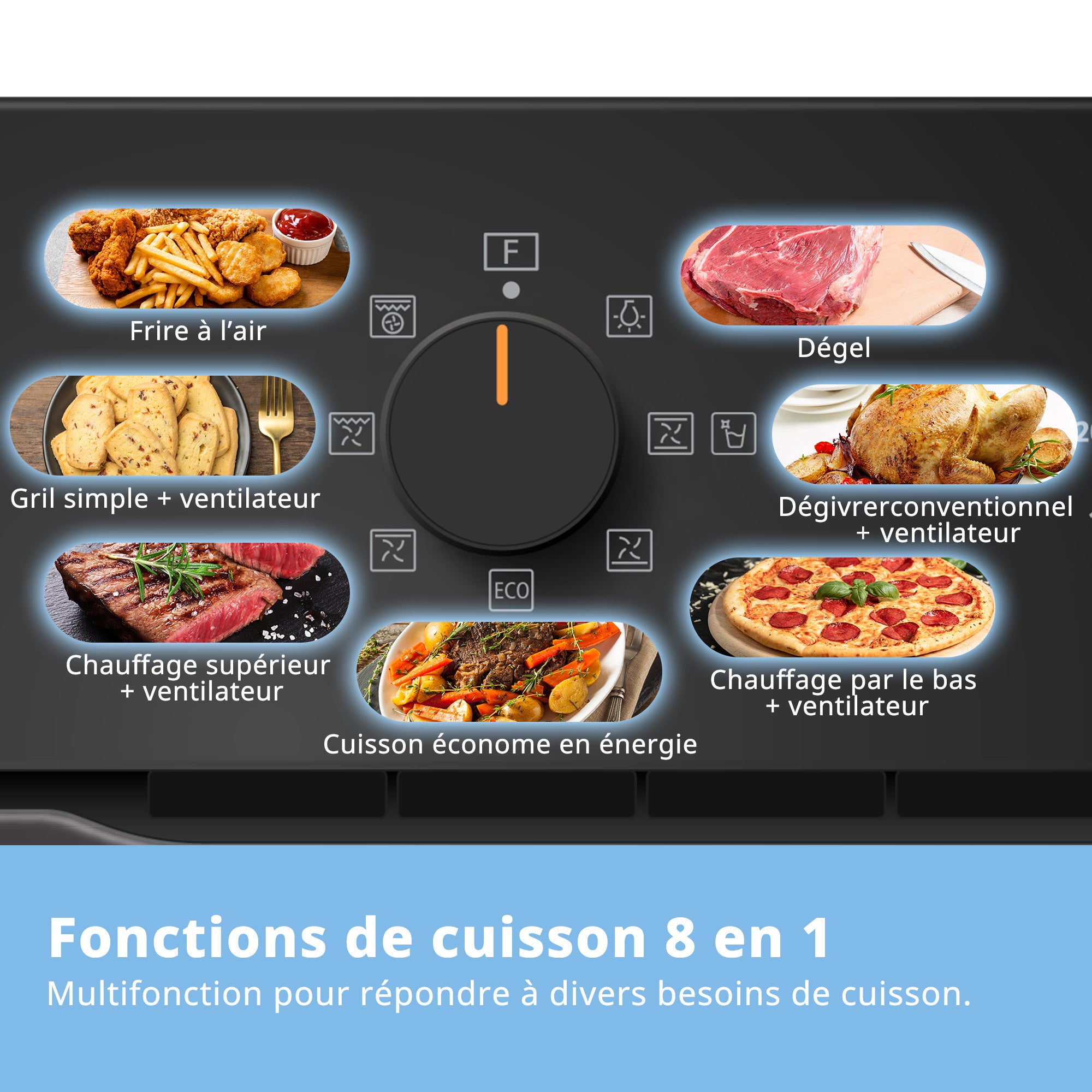 Four encastrable Friteuse à air chaud COMFEE CBO60M80M1-BK 60L Noir - 59,5 x 42,1 x 59,5 cm - Classe A - 7