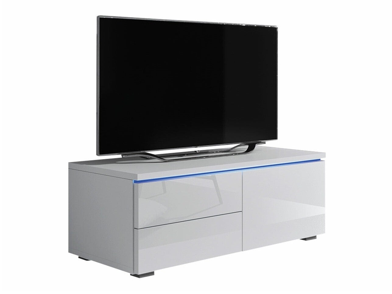 Meuble TV Nashville 130, Blanc brillant, Blanc, Le nombre de portes: 1.