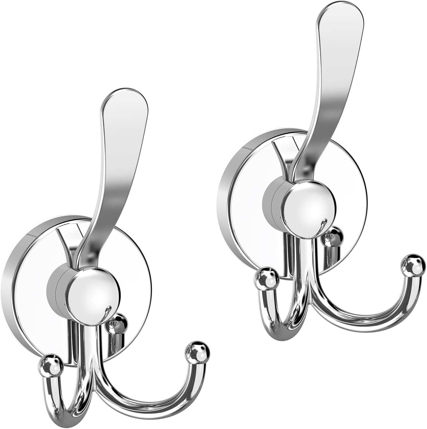 Haczyki z przyssawką, duży podwójny haczyk, odpowiednie do natrysków wewnętrznych, zestaw 2 szt., srebrny
