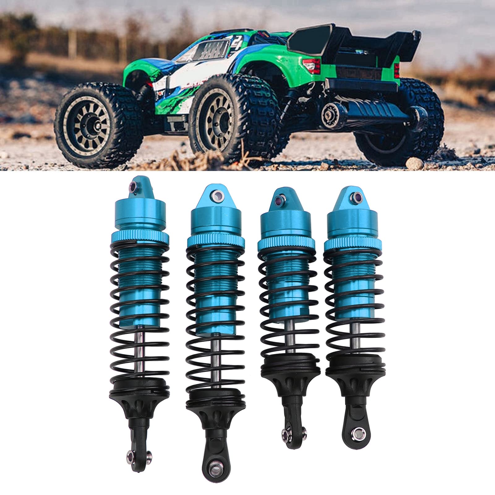 Set di ammortizzatori RC Professionali in lega di alluminio RC Car Set di ammortizzatori anteriori e posteriori per auto RC 1/10 (blu) - 3