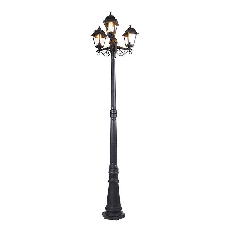 Qazqa  Farol Inteligente 3 Luces Ip44 Incl. Wifi St64, Capital Negro , Leroy Merlin