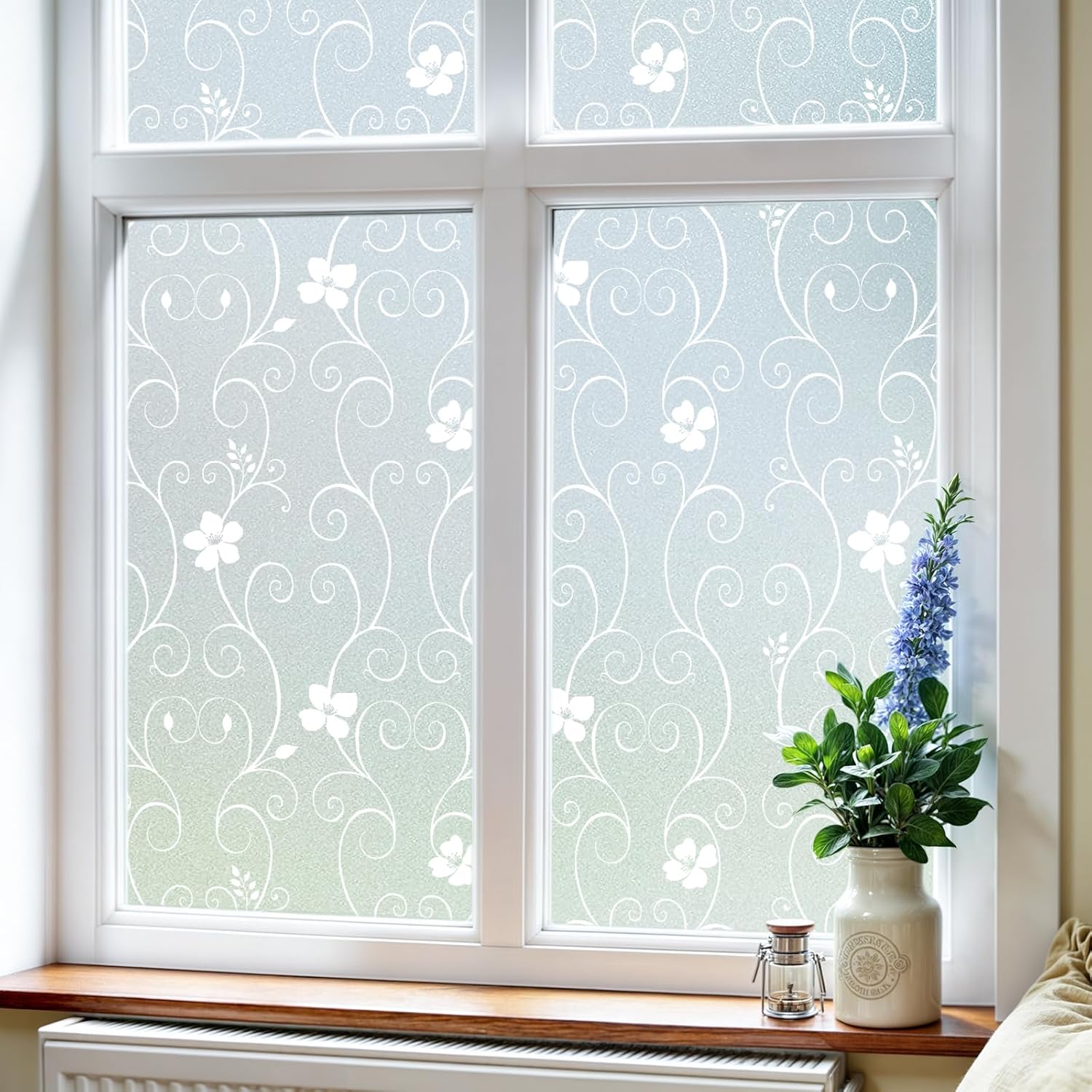 Pellicola Per Finestre Decorativa Con Motivo Mattoni Blu – Adesiva Statico, Blocco UV, 88 X 200 Cm, Antisfondamento
