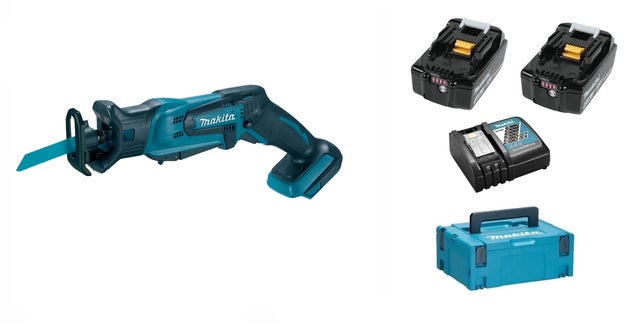 Makita DJR183RMJ Scie sabre Ã&nbsp; batteries 18V Li-Ion set (2x batterie 4,0Ah) dans MAKPAC - changement rapide