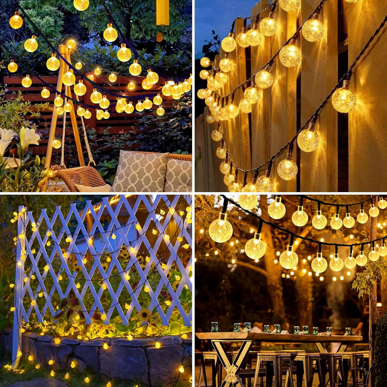 Zewnętrzne lampki solarne, 12 m, 100 diod LED, 8 trybów, idealne do ogrodu, balkonu i tarasu (ciepłe, białe światło) - 4