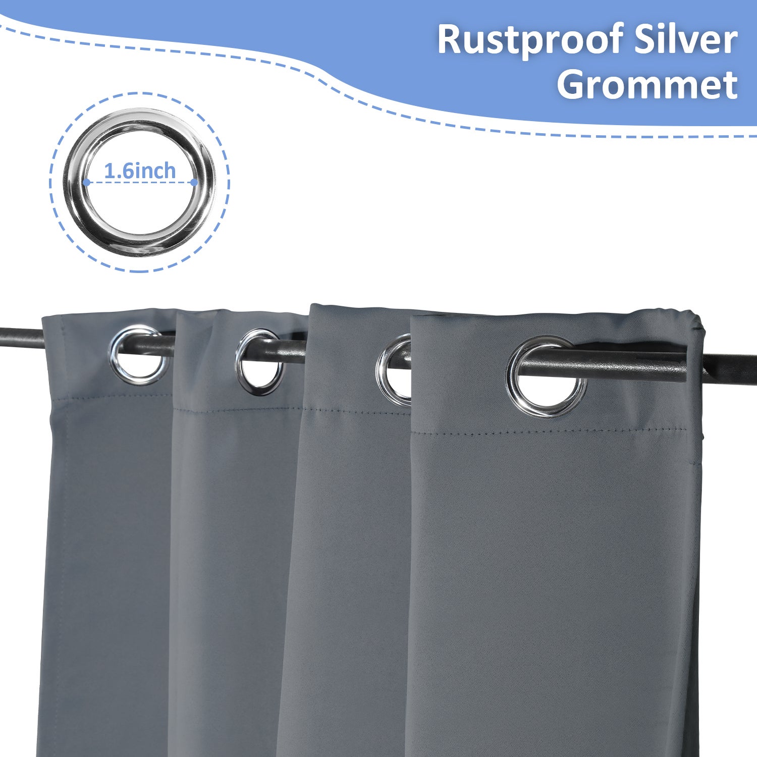 Tenda opaca per esterni e interni con occhielli, giardino patio balcone impermeabile 132 x 274cm Grigio scuro 1 Pannello - 5