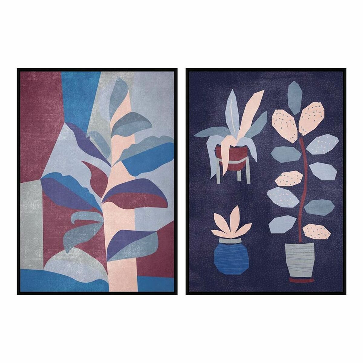 Cuadro dkd home decor 83 x 4,5 x 123 cm flores moderno (2 unidades)