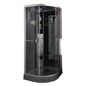 Cabine de douche hydromassante Ned 1/4 cercle 90 - Montage sans silicone
