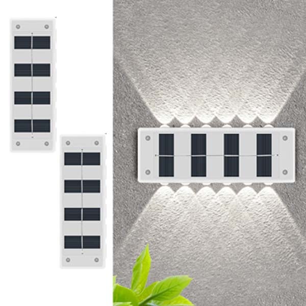 2 SZT. Zewnętrzna Lampa Solarna Ścienna - 12 LED, Bezpieczne Oświetlenie Schodów, Białe Światło, Nowoczesny Design do Dziedzińca/Perystylu Willi