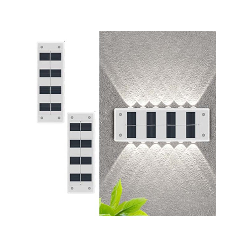 2 SZT. Zewnętrzna Lampa Solarna Ścienna - 12 LED, Bezpieczne Oświetlenie Schodów, Białe Światło, Nowoczesny Design do Dziedzińca/Perystylu Willi