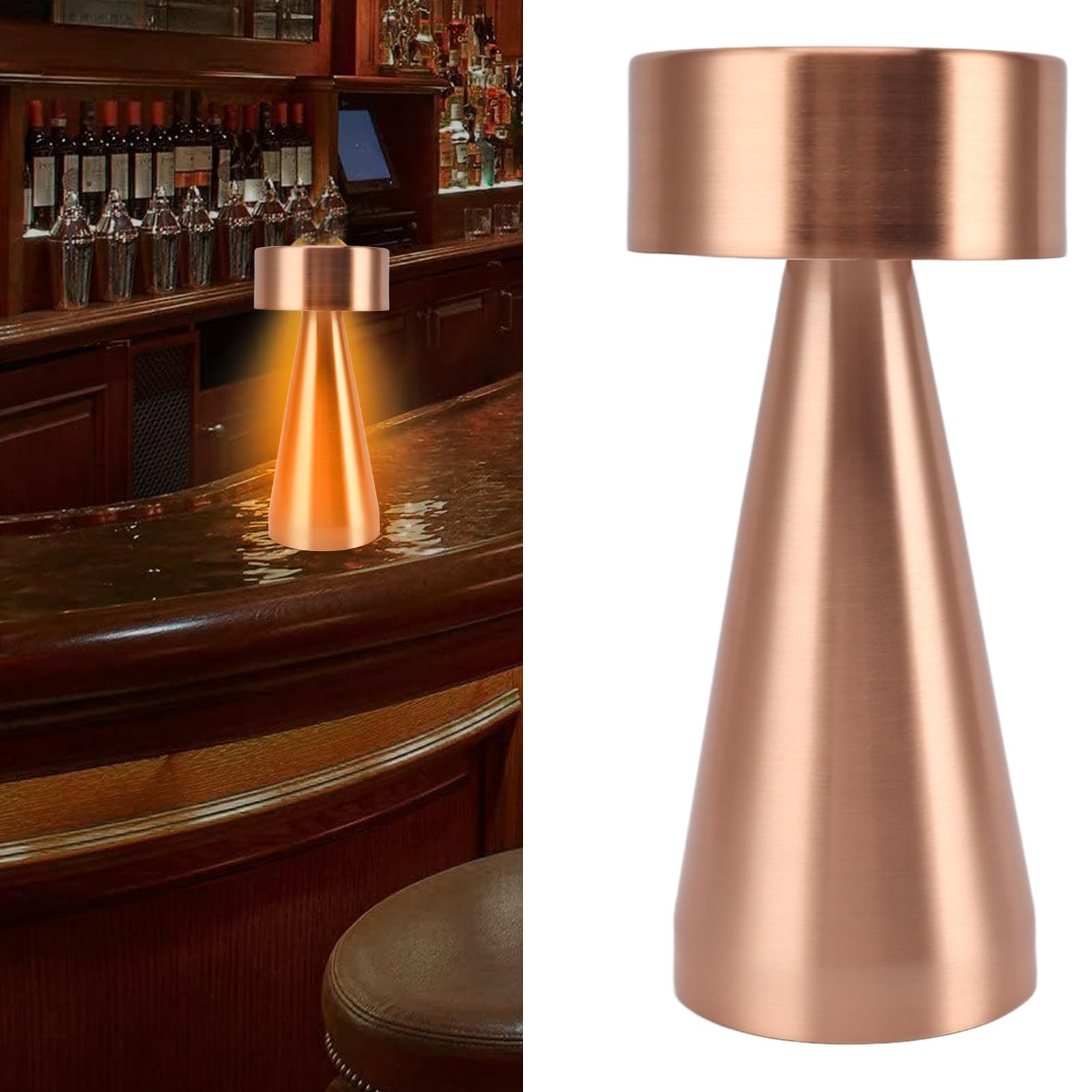 Lampka nocna USB na stolik, trójkolorowa dotykowa lampa stołowa LED, lampka nocna, brązowa, płynna regulacja jasności