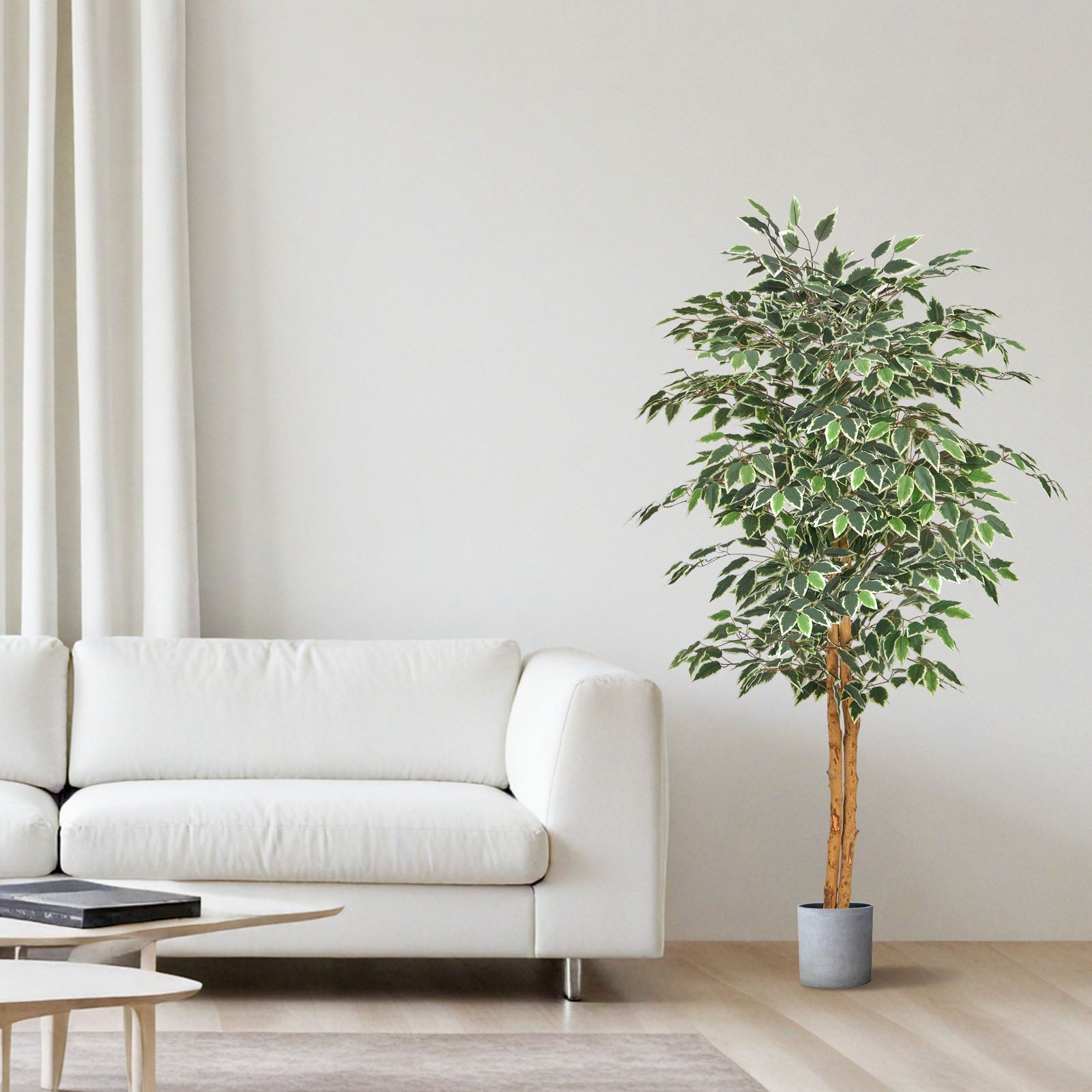 Árbol artificial VEVOR 1,5 m,planta de ficus artificial de polietileno con maceta negra,ideal para oficina,salón,dormitorio y decoración del hogar - 7
