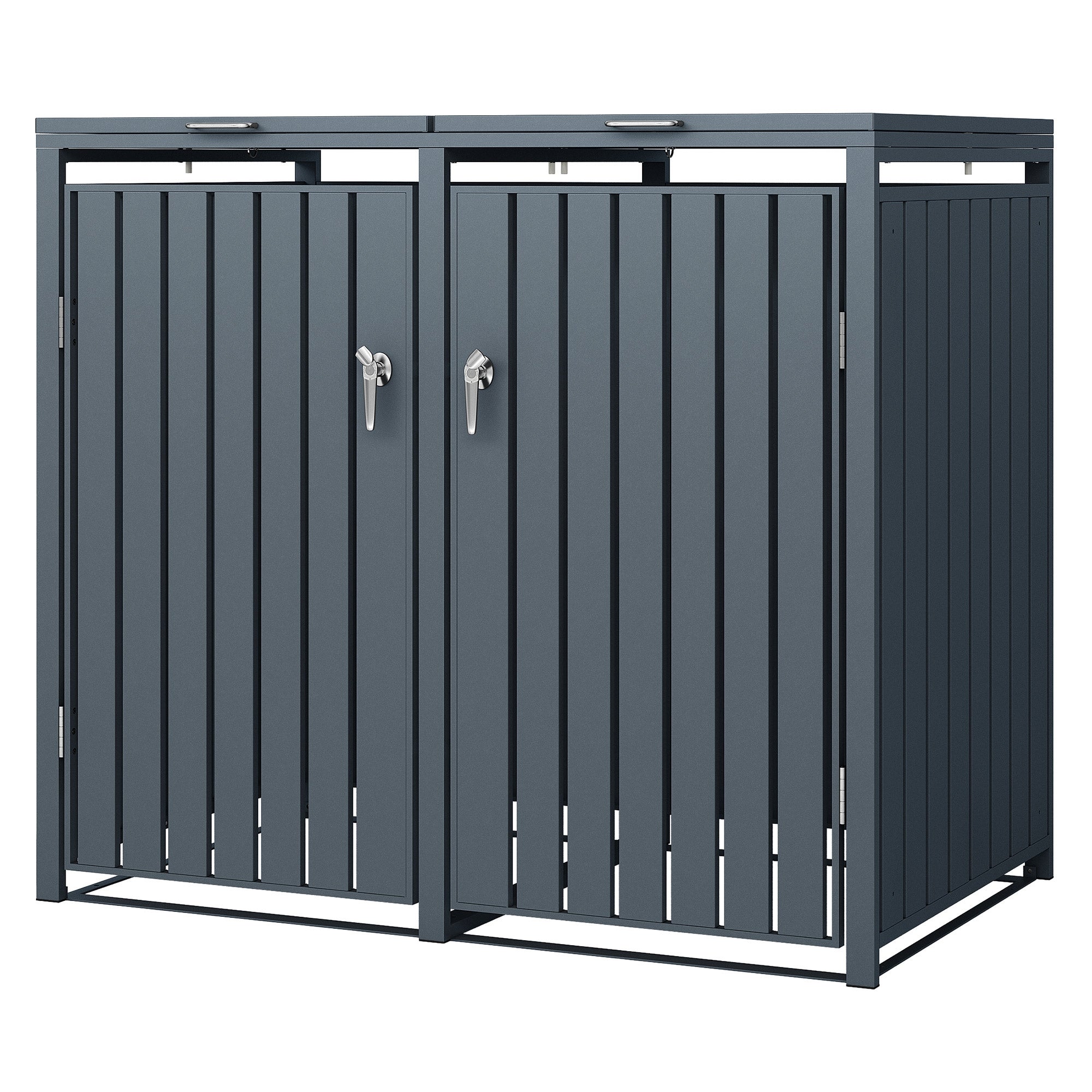 ML-Design pojemnik na śmieci 240L 132x80x116,3 cm stalowy antracytowy wygląd odporny na warunki atmosferyczne uchylna pokrywa do 2 tony