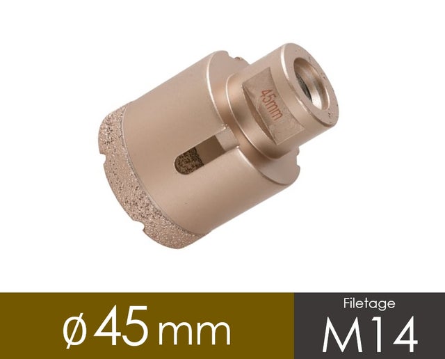 Trépan diamanté 45mm pour meuleuse avec filetage M14 - Usage professionnel
