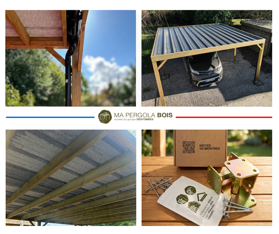 Carport bois • 2m x 3m • adossée • sens profondeur • livraison comprise - 7