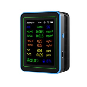 Monitor Qualità Aria 5 In 1 Con Display TFT 2.8″ – TVOC, Temperatura, Umidità, Luce E Pressione, Controllo App Tuya