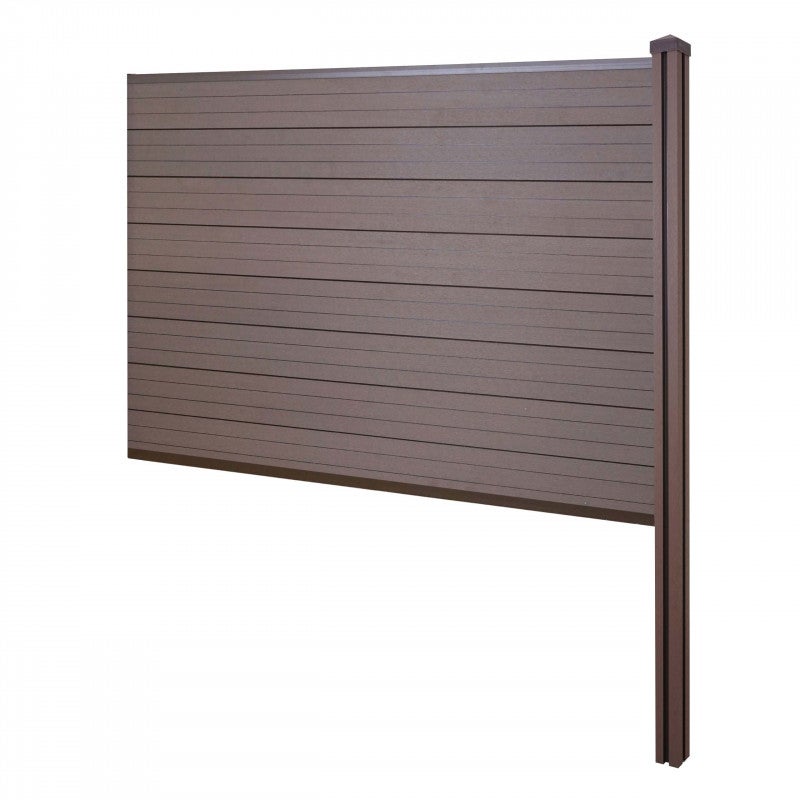 Parawan WPC Sarthe, parawan ogrodzeniowy, słupek WPC do zabetonowania ~ element przedłużający, 188 cm brązowy