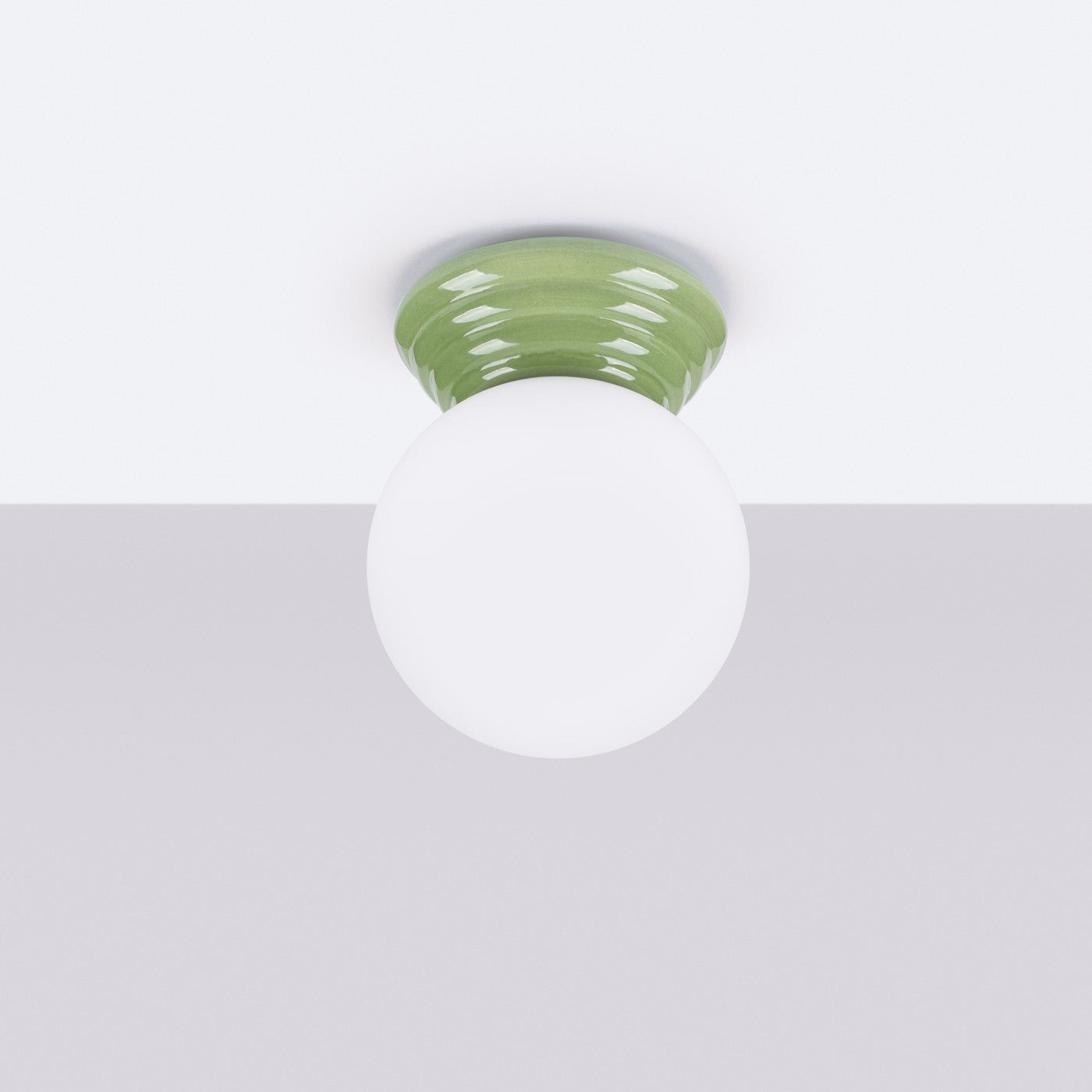 Lampa sufitowa ceramiczna szkliwiona ZORI zielono-biała 1xG9x8W ceramika / gips wym:12x12x16cm IP44 Sollux Lighting - 3