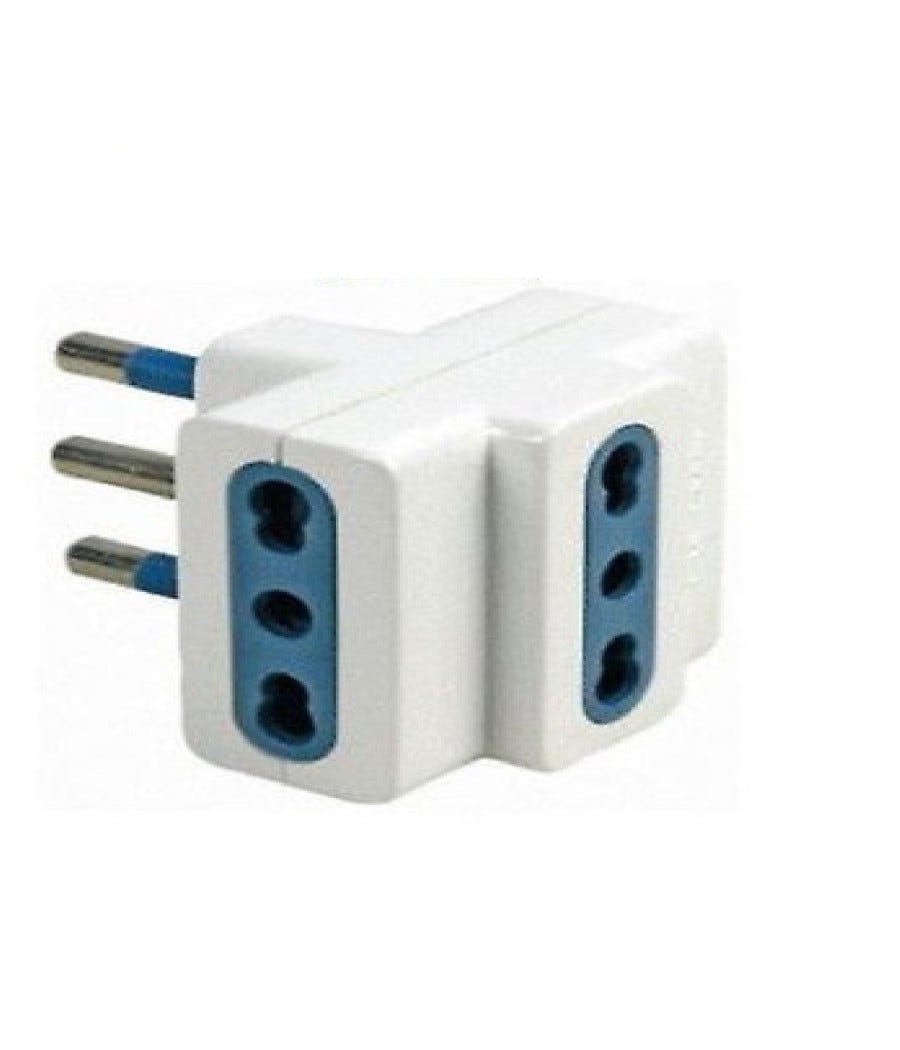 Adattatore Triplo Prese Italiane 10A - 3 Prese 2P+T Verticali, Colore Bianco, Confezione Da 3 Pezzi, Marca LEMAG