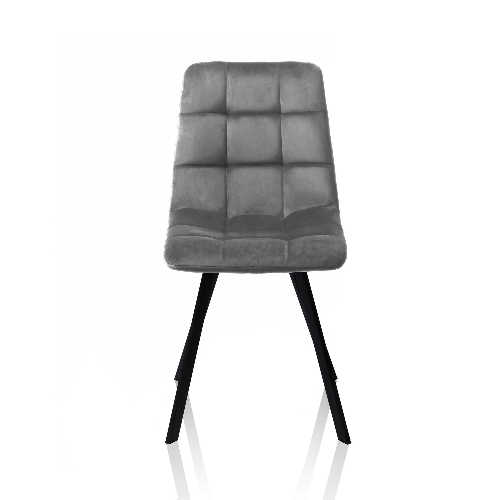 Zestaw 4 krzeseł TOFFEE GREY - Szary aksamit, Czarny metal, Wys. 87 x Szer. 44 x Gł. 56, Siedzisko wys. 49 x Szer. 44 x Gł. 38, Jadalnia