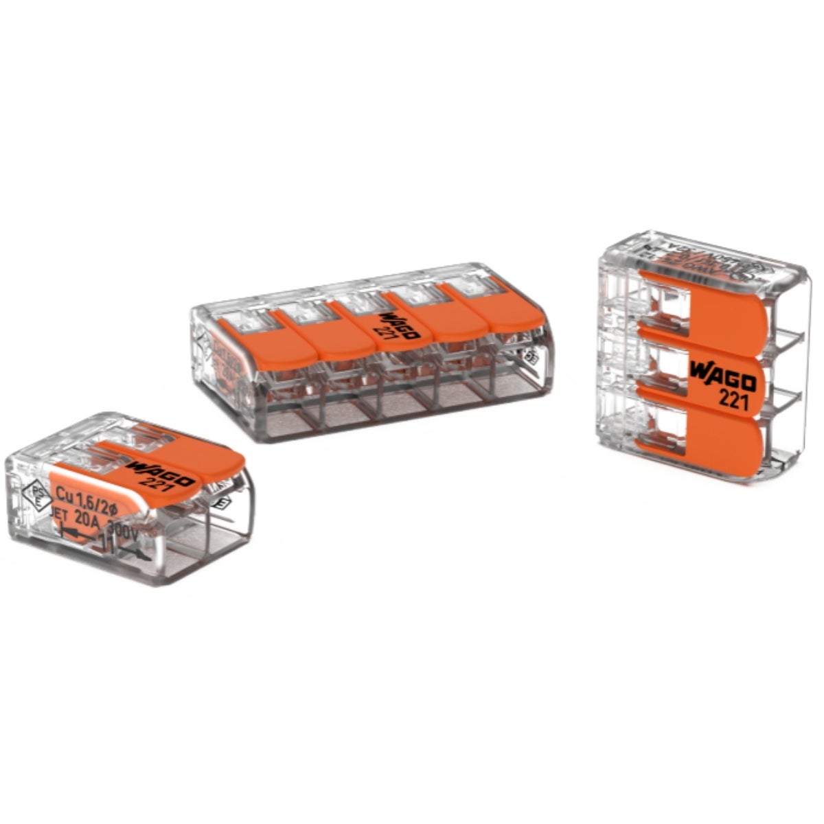 Scatola WAGO S221 – 80 Terminali (20 A 2 Ingressi, 45 A 3, 15 A 5) Per Cablaggio Senza Attrezzi Fino A 32A