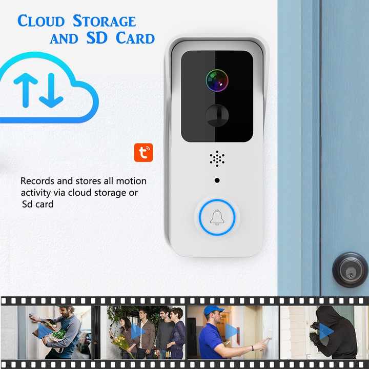Sonnette extérieure sans fil 5G 2,4 GHz, double Wi-Fi, Tuya 1080p, vidéo, interphone intelligent étanche pour maison - 4