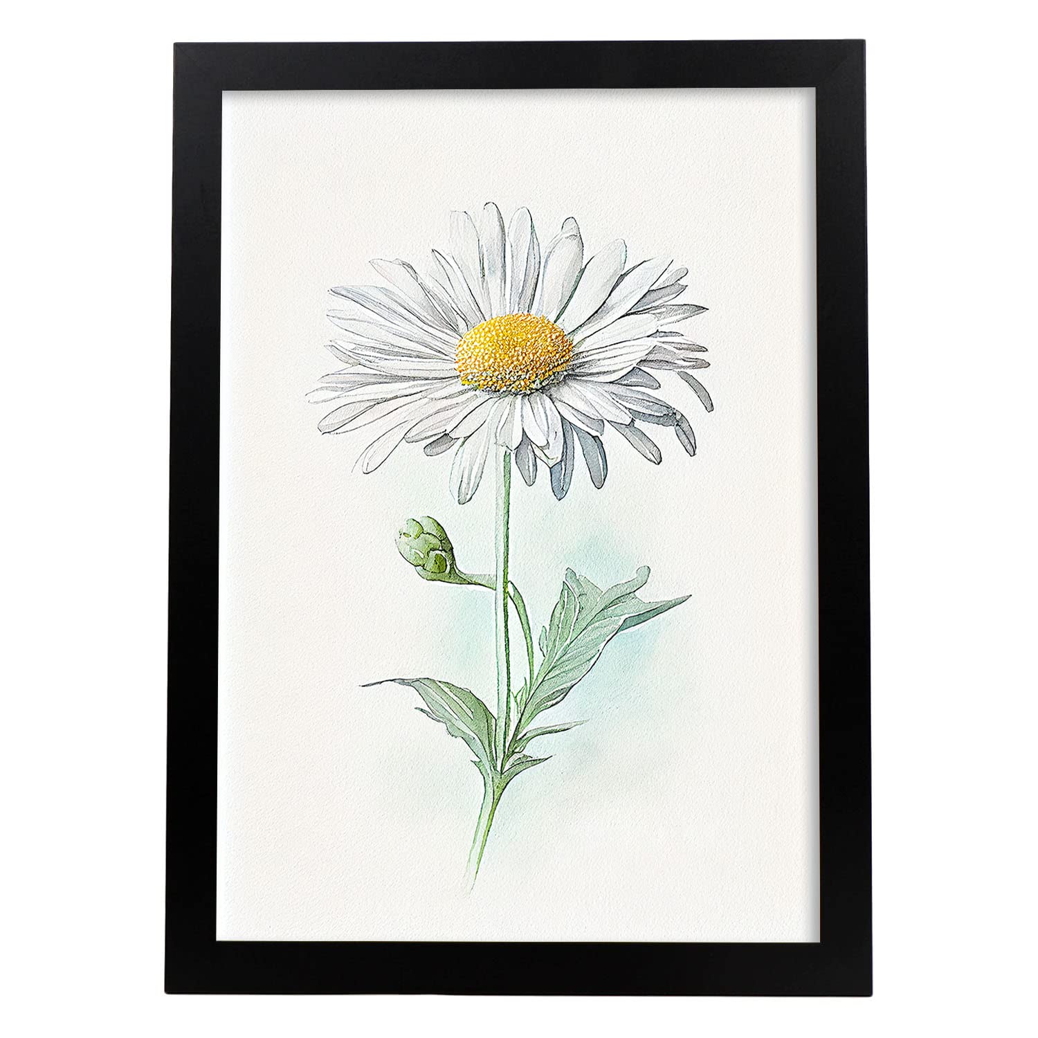 Nacnic poster de margarita estilo nórdico ilustraciones de botánica con flores y plantas en acuarela diseño moderno y modelo 2 a3 con marco negro