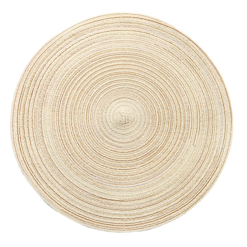 Okrągła podkładka w kolorze beżowym 38*38 cm, 1 sztuka, brokatowa podkładka, idealna na świąteczne przyjęcie rodzinne, wesele, dekorację stołu