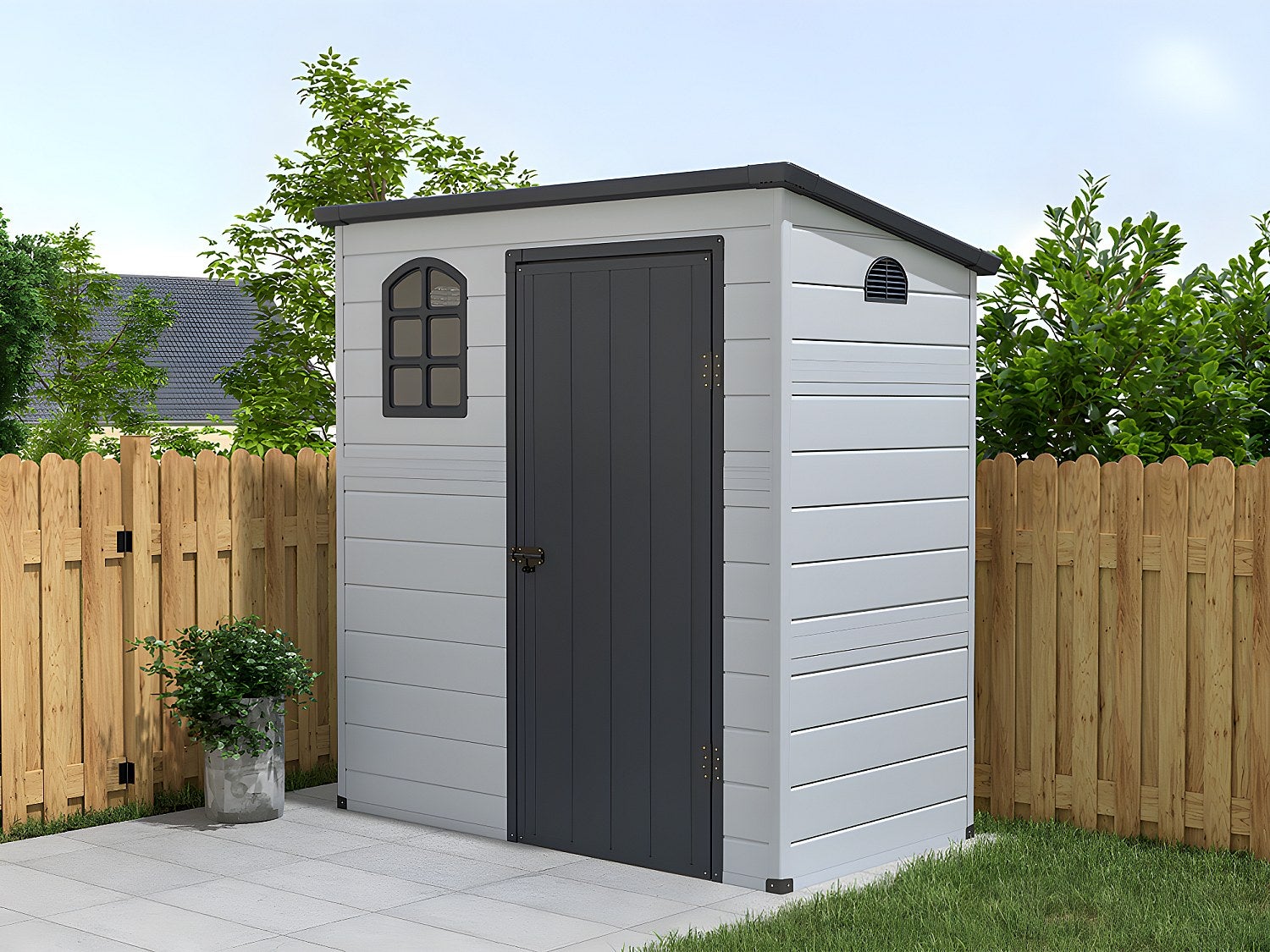 Wiata ogrodowa NERIO z żywicy w kolorze szarym antracytowym – 2,12&nbsp;m²