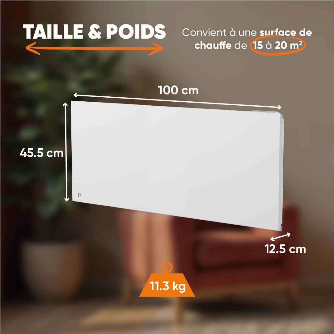 Radiateur électrique fixe connecté WIFI à inertie sèche céramique 2000W Bestherm NESSA CONNECT horizontal blanc - 6