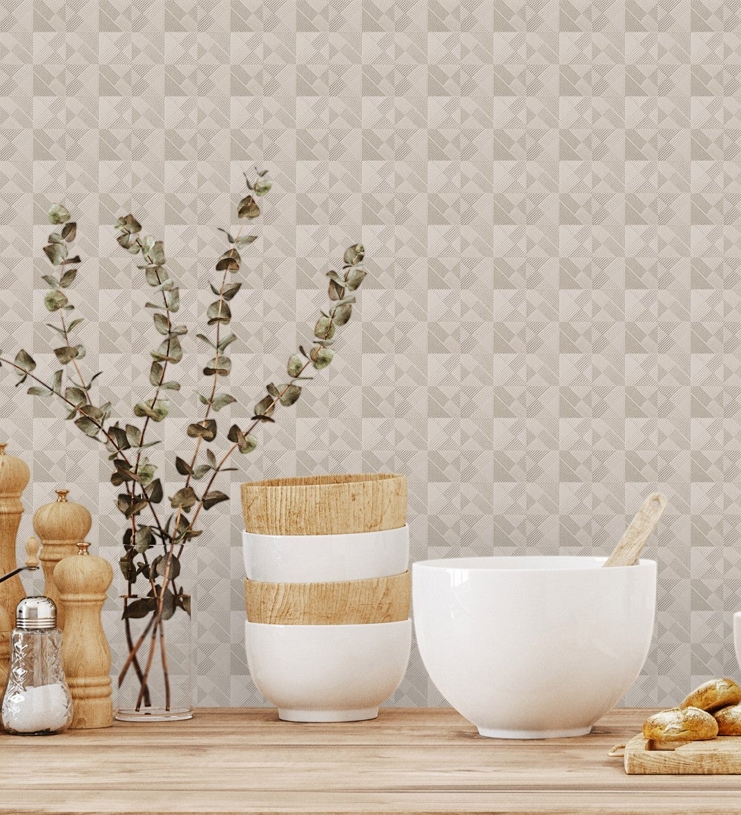 Papel pintado vinílico lavable ligeramente metalizado con textura en relieve - claxton tiles 680968 de gaulan - rollo de 10 m x 1,06 m