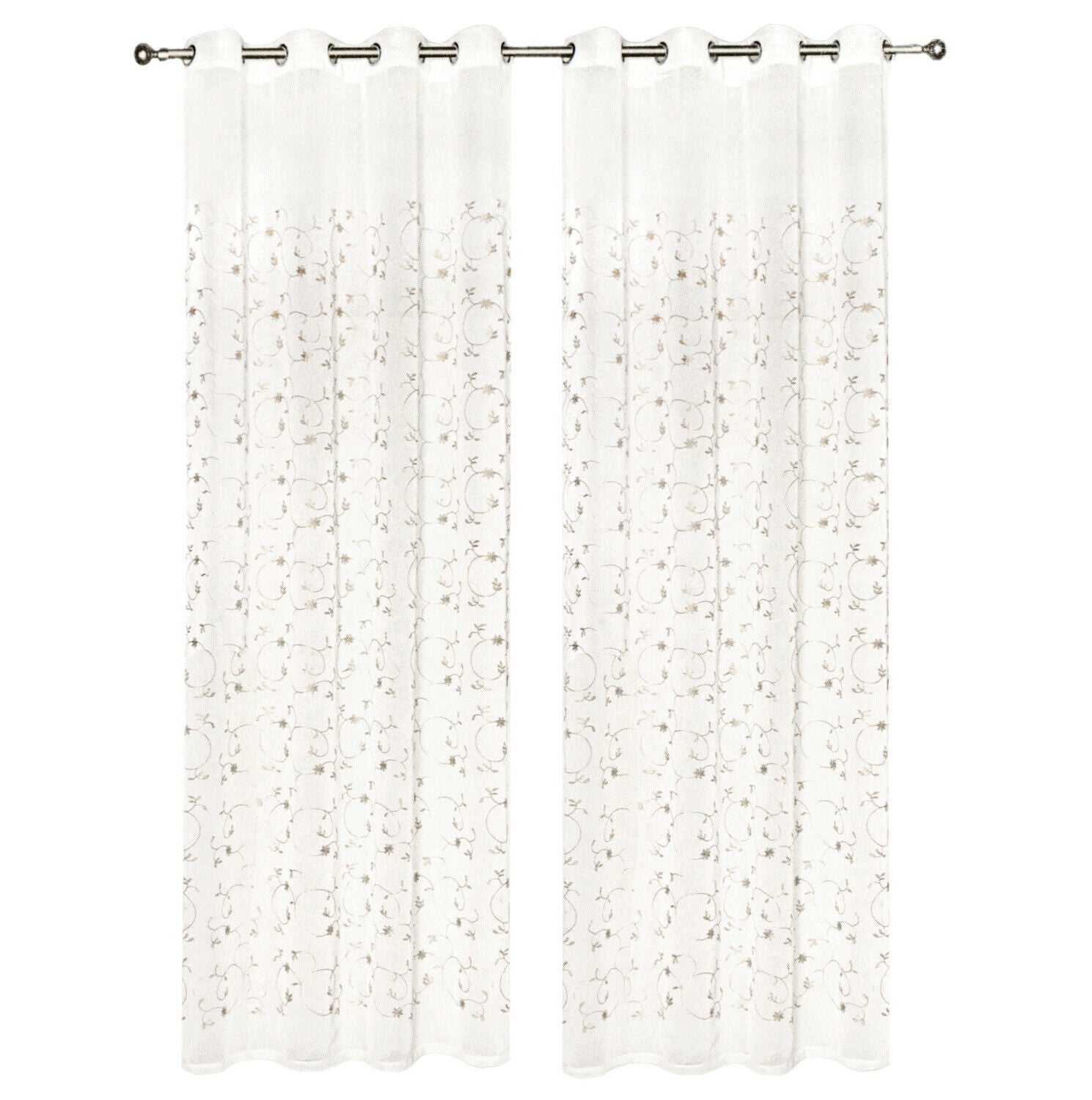 Tende Emmevi Semitrasparenti | Coppia 2 Pezzi | Fiori Decò | 60x150 Cm | Grigio - Foto 8