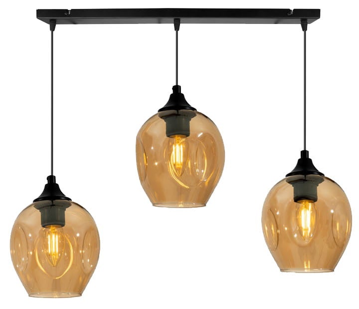 Lampa wisząca Aspa czarno-brązowa 3xE27x40W wym: 100 x 70 x 14 cm szkło Candellux