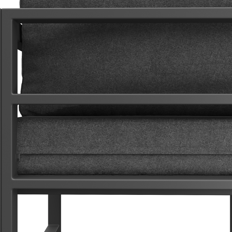 Ensemble de meubles de jardin avec structure en fer galvanisé, canapé d'angle, table en verre trempé et coussins gris - 7