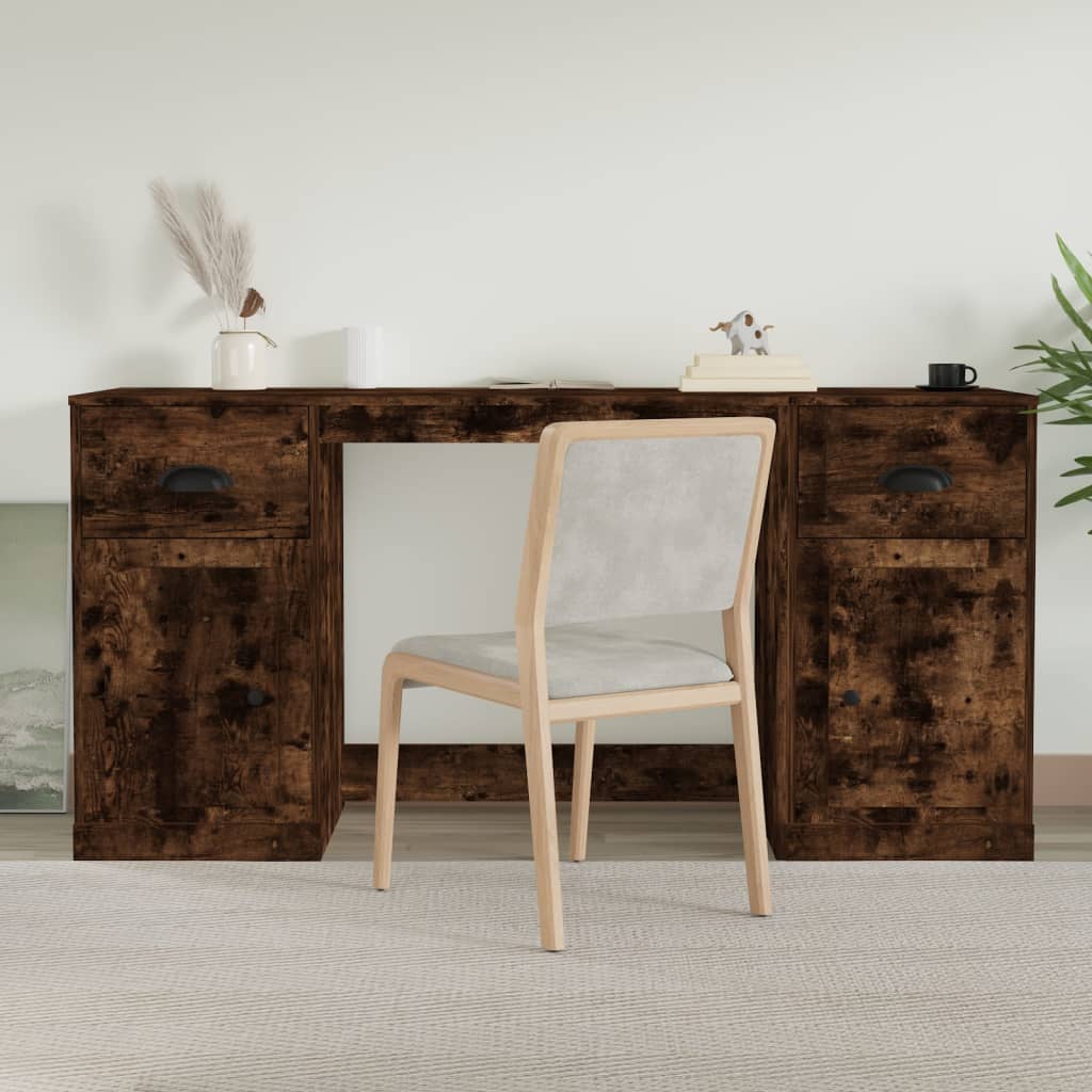 Bureau avec armoire，Table de travail，Table d'étude chêne fumé bois d'ingénierie CWV64065 - 2