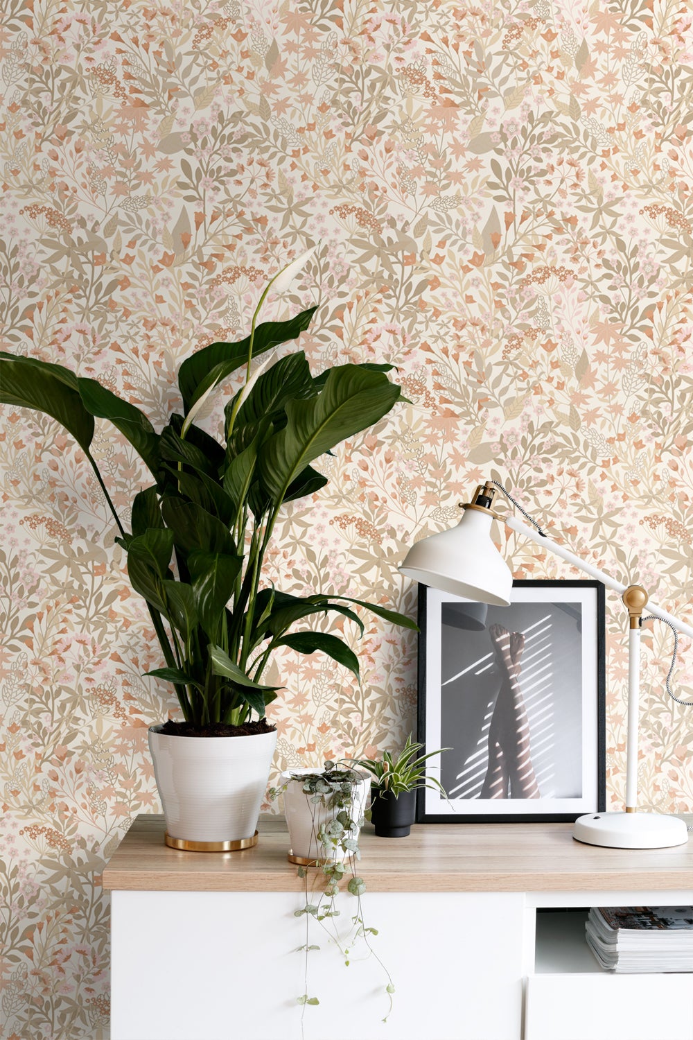 Papier peint fleurs des champs terracotta et vert grisé - 50 x 900 cm - ESTAhome - 3