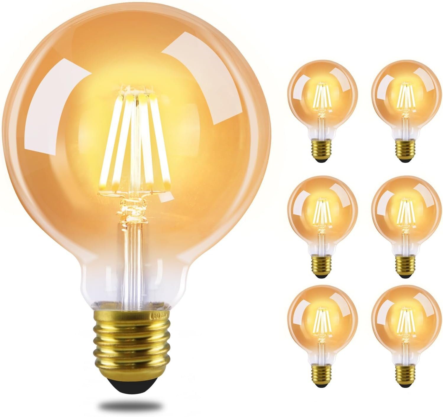 Pack De 3 Ampoules LED Vintage G95 8W - Rétro, Blanc Chaud, Base B22 - Économiques Et Décoratives